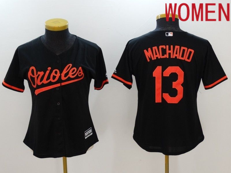 Women Baltimore Orioles #13 Machado Black 2022 MLB Jersey->women mlb jersey->Women Jersey